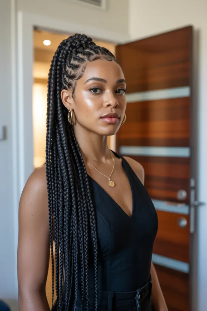 14. Fulani Braids Side Ponytail