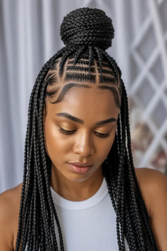 2. Half Up Fulani Braids