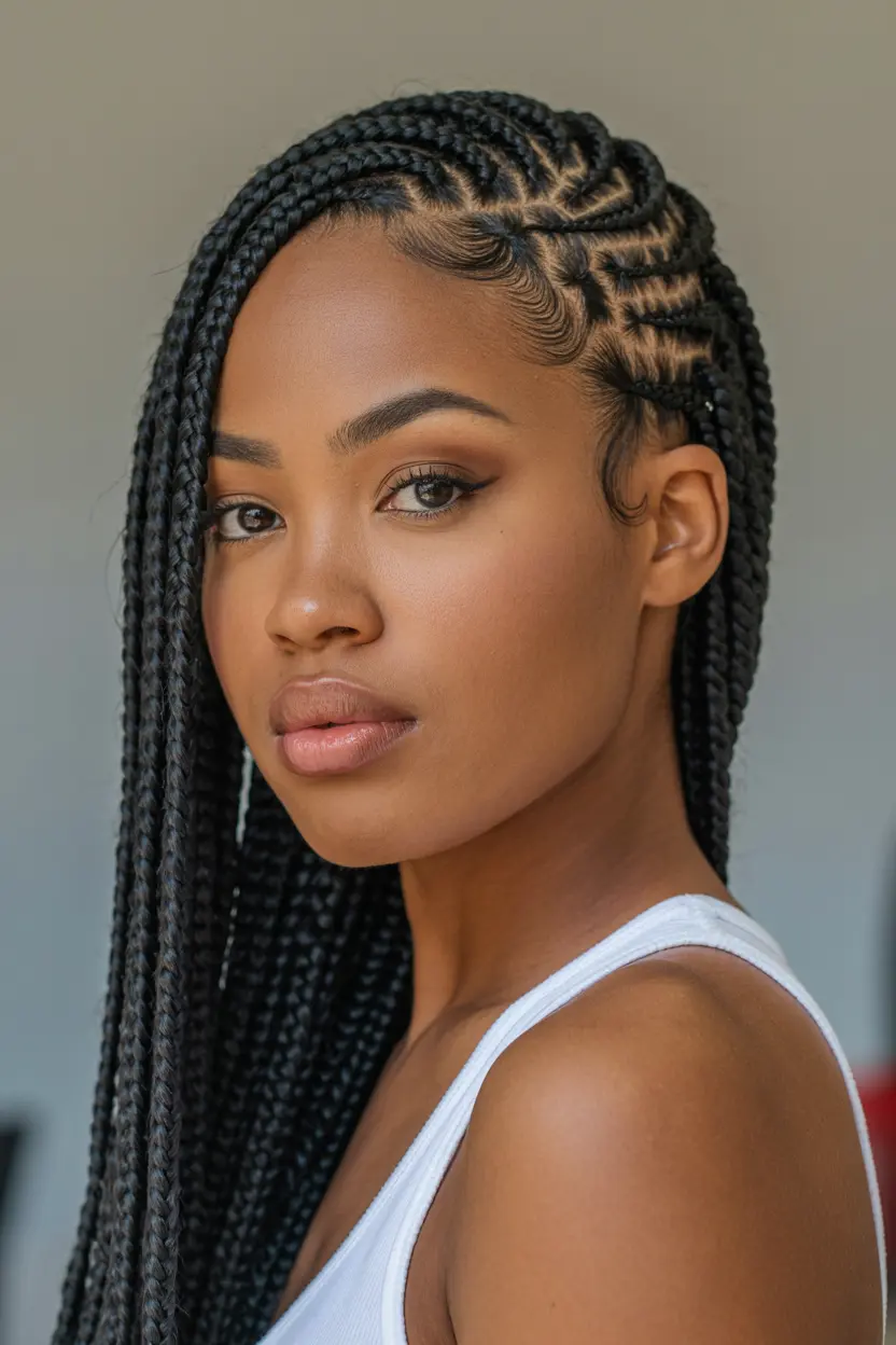 4. Side Parted Fulani Braids
