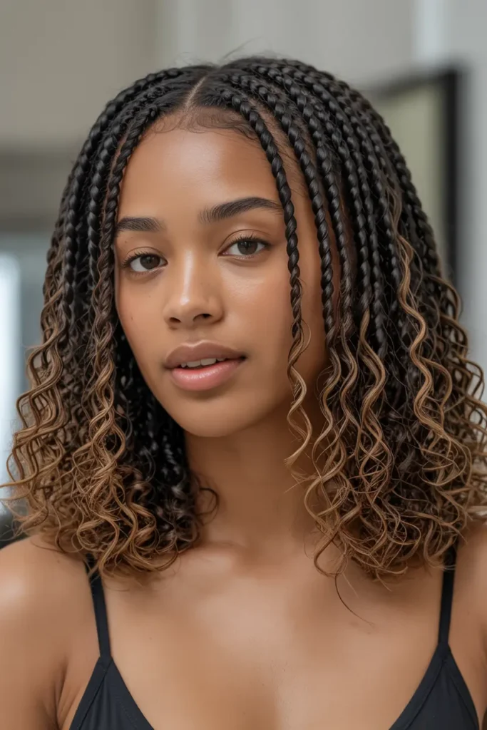 7. Fulani Braids with Curly Ends